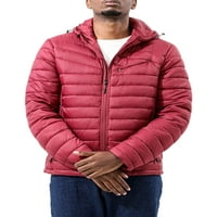 Кофичка Мъжки Водоустойчив топло външно облекло Водоустойчив работно палто с джобове зимни якета Пух качулка яке вино червено М