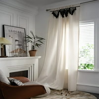Бохо прозорец завеса панел с топ макраме тъкани пискюли Ферма памук бельо стая завеса панел за спалня хол род джоб Топ
