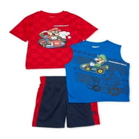 Супер Марио Брос. малко момче тениска , потник и мрежести Шорти, активен комплект Екипировка