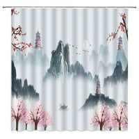 Китайски стил пейзаж завеси за душ естествени декори 3д печат Баня Начало декор водоустойчив полиестер плат завеса комплект