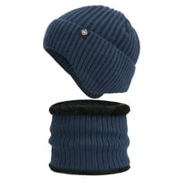 Мъжки шапка Шапка с ръкавица комплект топло дебели плетени шапка шапка студено време зимата руно облицовани сладки шапки флот свободен размер