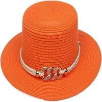 Cocopeaunt жени дами слама федора шапка елегантна широка ръба слънчева шапка слънце защита капки винтидж шик чист метална верига шапка кофа шапка