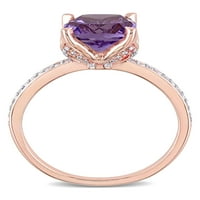 Тангело 1-Каратов аметист и диамант - акцент 10к годежен пръстен от розово злато