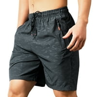 Мъжки панталони спортуват бързо изсушаване на камуфлажните шорти за залепени джобни шорти с цип панталони за мъже сиво m