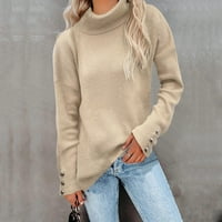 Дамски хлабав плетен пуловер с дълъг ръкав небрежен офъл пуловер затруднени пуловерни върхове