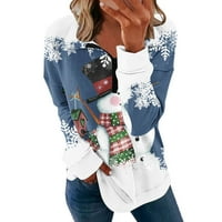 Дамска суитчър Коледна есен Мода плюс размер ежедневен екипаж на раирани ризи с дълъг ръкав свободен пуловер удобни върхове за жени