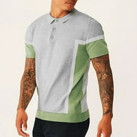 B91XZ тренировъчни ризи Мъжки модна личност ретро яка Дигитален печат с къс ръкав тениска с риза топ тениски мъже поло ризи за мъже сиви l