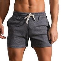 Charella мъже солидни памучни панталони спортни еластични средни талия дантелени небрежни къси панталони тъмносиво, xxxxl