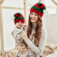 Dabuliu santa шапка Коледна раирана топла плета шапка за възрастни деца pom beanie шапка майка унизис бебешка плетене на една кука шапка празнично парти консумативи