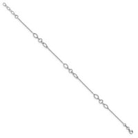 Jewels Leslie's Sterling Silver Fancy Link Anklet с удължаване на 1 инча