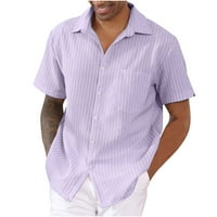 Гилигилисо мъже ежедневни бутони ивици за завъртане на риза с къс ръкав блуза върхове