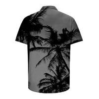 Лятна риза за мъже мъже Модни ежедневни копчета Хавай Печат на печат с къс ръкав риза блуза шорти върхове за ръкави за човек