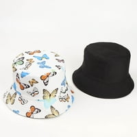 Caveitl летни шапки за жени, лятно слънце защита модна пеперуда печат на открито слънчево-шапка рибарска шапка шапка бяло бяло