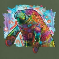 Дива боби дъга боядисана манати Дийн Русо Дизайн Любовник на животни Униз Суитчър с качулка, военно зелено, X-Голяма