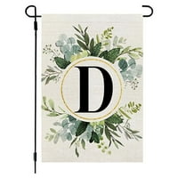 Garden Courtyard Decor Ins Style, букви от печат на зелено растение, флаг градинско знаме, първо буква от фамилно име, висящо знаме на портата на двора
