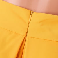 Поли за лабакиха за жените големи плътни цветове джобни талии с висока талия с половин пола плисирана пола жълто