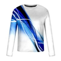 Мъжки суитчър мода на открито кръгло шия прилепване пролет есен небрежен комфортен дълъг ръкав пуловер линия 3d отпечатана блуза синьо m