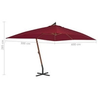 Конзолен чадър с дървен полюс 157.5 x118.1 Bordeau Red