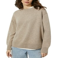 Жените есенни пуловерни дрехи Причинно -дълъг ръкав хлабав плетен пуловер есен за топло трикотаж дрехи за жени