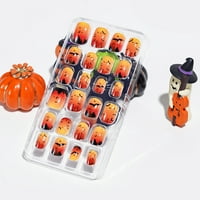 Саркояр комплект Хелоуин стил детски нокти върха носене цветни деца пълно покритие натиснете върху самозалепващи фалшиви нокти за подарък