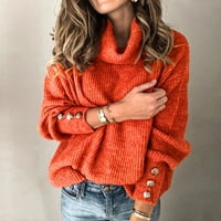 Пуловер за жени жени плюс размер с дълъг ръкав плетен пуловер Небрежен костенурка разхлабени пуловерни пуловер за пуловер с пуловер