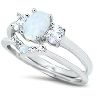 Неговият и нейният сватбен пръстен комплект Трио съвпадение двойки Опал годежни пръстени за него си 7 10