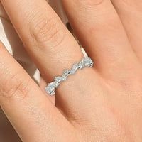 0,50ct диамантен моасанит дантелен пръстен за ръб 18k бяло злато над сребърна сватбена лента