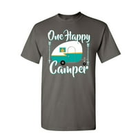 Tee Hunt One Happy Camper тениска към къмпинг Roadtrip RV Трейлър Мъжки риза, въглен, малък