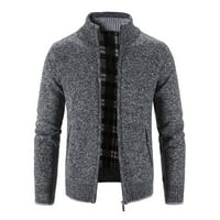 Мъжки Зимни Плътен цвят моден пуловер дълъг ръкав плюс кадифе дебел пуловер с качулка жилетка топло яке