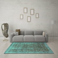 Ahgly Company Machine Wareable Indoor Rectangle Persian Turquoise Blue Bohemian Area Rugs, 3 '5'