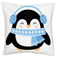 Голяма точка на щастието Зимни пингвини - празнично и коледно парти домашно декоративно платно възглавница - калъф за хвърляне на възглавница