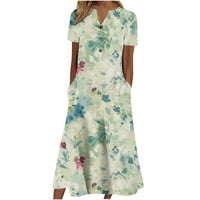 Пролетна рокля за момичета бална рокля за жени в-Деколте с къс ръкав А-линия Светло синьо