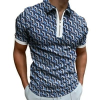 Модни Мъжки Ризи Ежедневни Хлабав Печатни Цип Изненадващ Яка Блуза С Къс Ръкав Върхове Риза За Работа