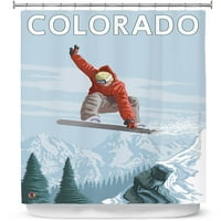 Душ завеси 70 73 от Dianoche Designs от Lantern Press - Колорадо сноубордист