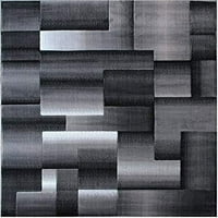 Сребърен черно и сиво абстрактно геометрично модерно квадратче площ килим ft. От ft