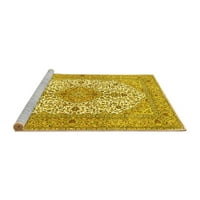 Ahgly Company Machine Pashable Indoor Rectangle Persian Yellow Traditional Area Cugs, 2 '5'