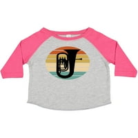 Inktastic Tuba Music Retro Sunset Silhouette Gift Toddler Boy или Thddler Girl Тениска