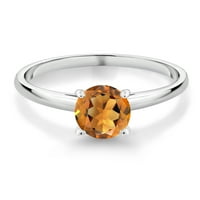 Gem Stone King 1. Ct овален оранжев червен мадира цитрин 10K бял златен пръстен
