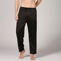 Gureui Mens Silk Satin Pajamas дълги панталони сънят дъна, привличащи се свободни панталони за спално облекло