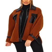 Жени fau fur пухкави дълги палта яке палто топло отворено предно изстрелване зима