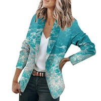 Пуловери за женско яке за женско яке с дълъг ръкав кардиган яка с един бутон бизнес и свободното време Top Blue L