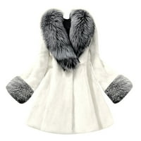 Жените Фау палто елегантен дебел топла мода връхни дрехи дълго фалшив яке Хххсл Бяло