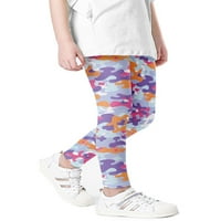 Grianlook Girls Soft Leopard Print панталони еластична талия и райета панталони Playwear Camouflage Bottoms White -Bottom Unicorn