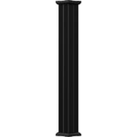 6 10 ' Ендура-алуминиева колона, квадратен вал, заострен, Нагънат, текстуриран черно покритие с капитал и база
