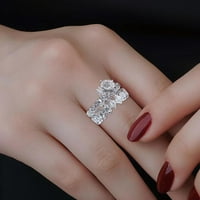 Tohuu Full Rhinestone Rings Луксозен кубичен циркония Love Ring Fashion Full Crystal Zircon Ring Дами бижута за жени с размер 5- Интелигентен