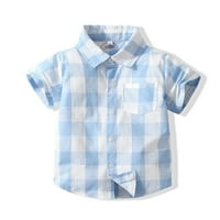Тениска на entyinea за момчета Печат джобни тениски с къс ръкав сини 110