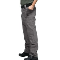Панталони Просверие за мъже Мъжки панталони Множество джобове товарни панталони работят облечени бойни товарни валцувания в джоба сиво 6