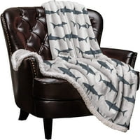Aoselan Sharks Sherpa Fleece Bendlet, акули силуети легло одеяло меко уютно луксозно одеяло