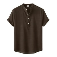 Яка къса мъжки лятна ежедневна солидна риза с къс ръкав с яка риза блуза върхове