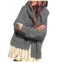 Entyinea дамски есен зимни палта цветен блок плетен пуловер палто с дълъг ръкав лек кардиган върхове тъмносив l тъмно сив l